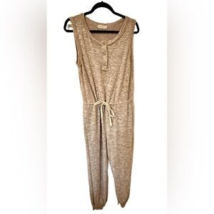 Em & Elle Cream Knit Cozy Jumpsuit